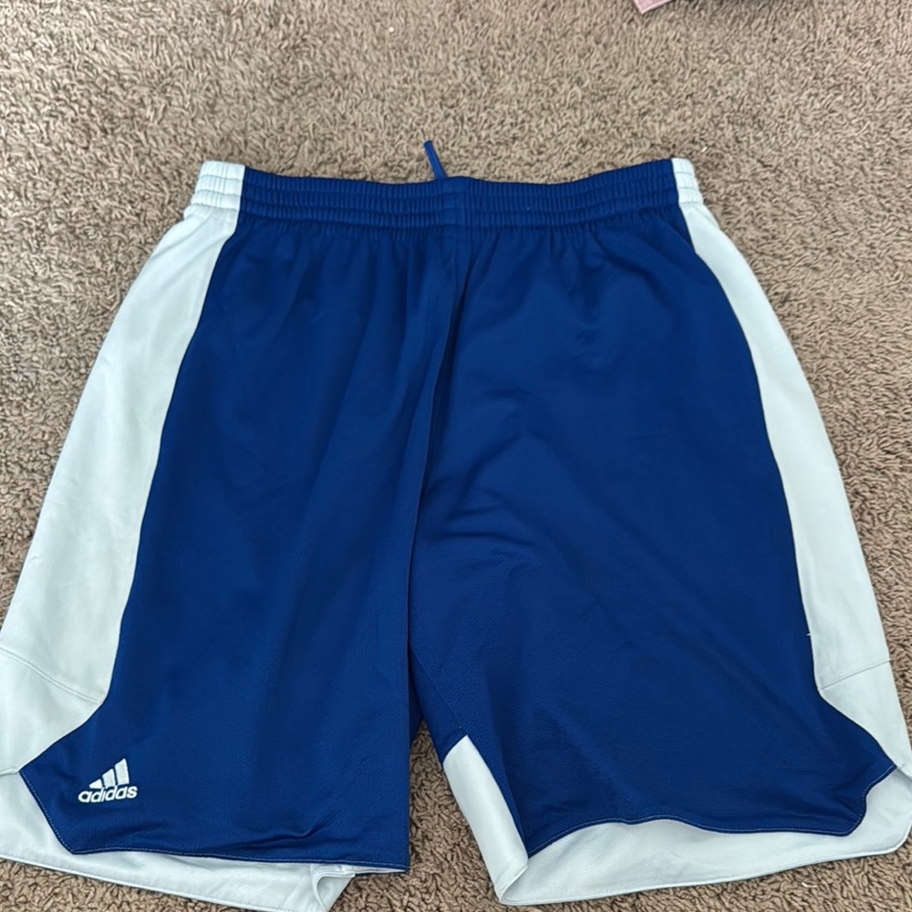 Adidas Men's Blue and White Shorts